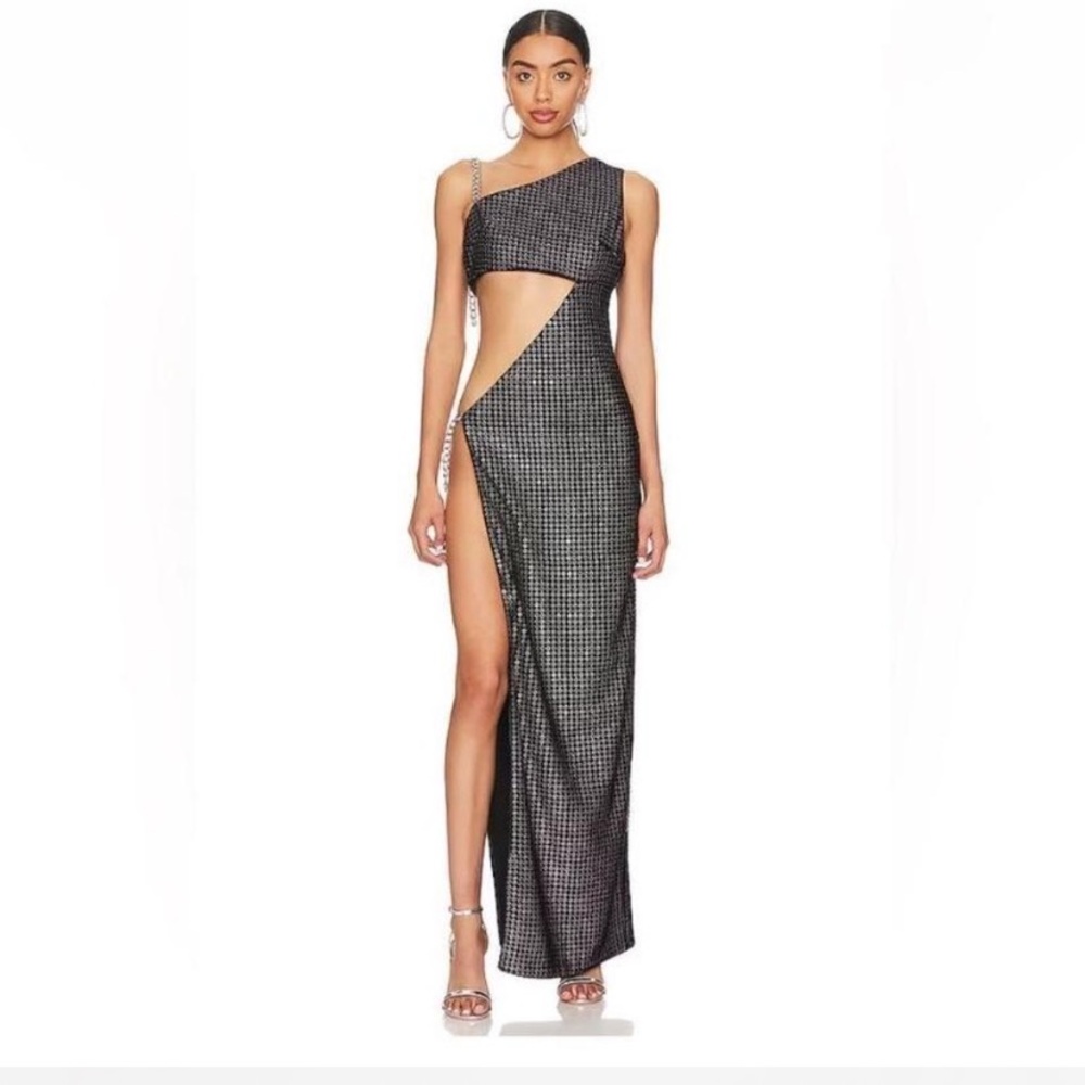 Camila Coelho Black Asymmetrical Cut-Out Dress